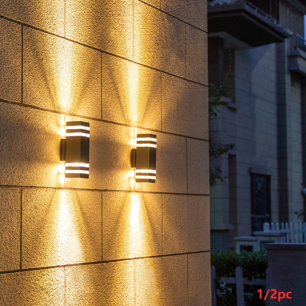 1/2-Piece, Modern E27 Socket Outdoor Wall Light, Outdoor Porch Light, Up and Down Lighting Exterior Fixture, Compact Wall Light Hallway Lighting Outdoor Light, Suitable for House, Garage, Patio, Villa, Garden (Bulb Not Included)