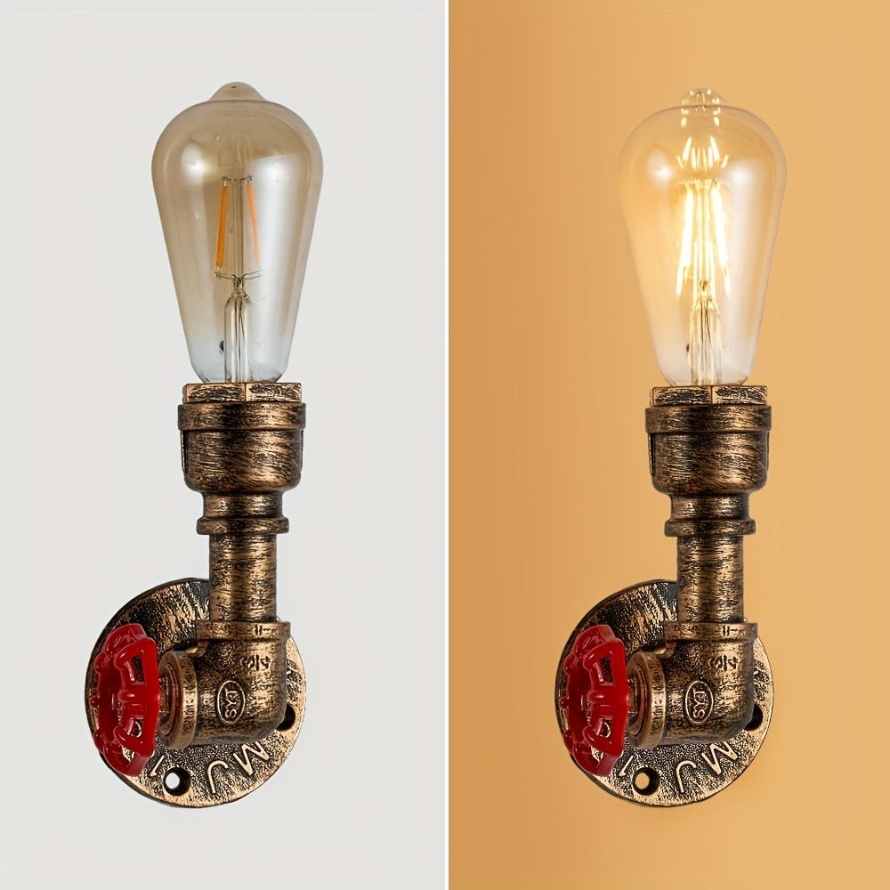 1/2-Piece Water Pipe Wall Light, Vintage Industrial Style Wall Light, Western Theme Wall Light, Suitable for Bedroom, Hallway and Study, E27 Socket (Bulb Not Included)