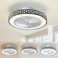 Inch Modern Slim Ceiling Fan, 6 Speed, Reversible Bladeless Design, 41W Dimmable LED Fan Light, Quiet Timing Lighting for Bedroom, Living Room and Office