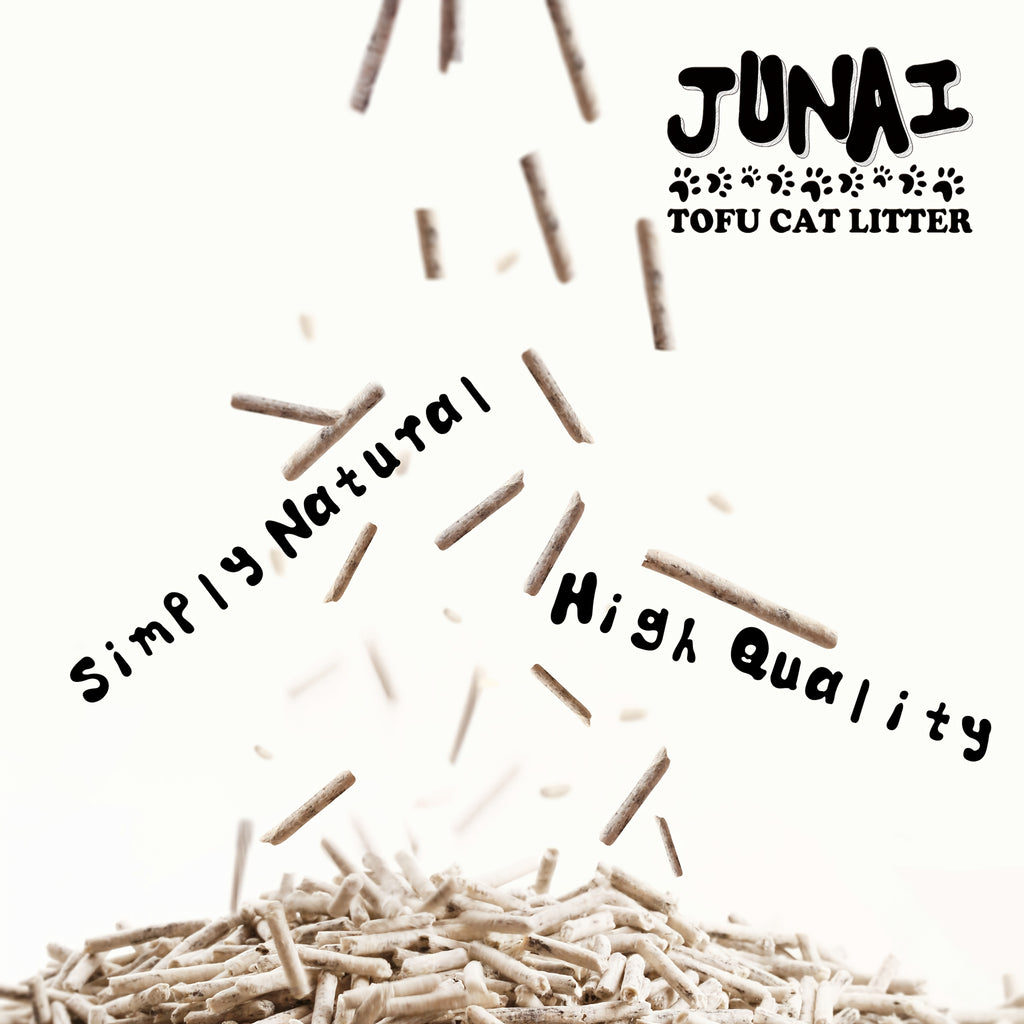 JUNAI 豆腐猫砂活性碳自然结块猫砂颗粒可冲洗生物降解猫砂，适合所有猫砂盆，轻便防尘防臭