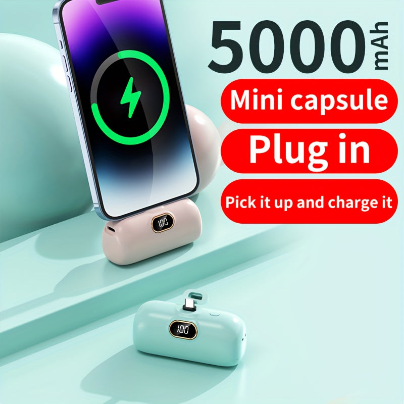 BYGP 5000Mah Portable Power Bank, a Compact Emergency Charging Solution, USB Backup Battery for Mobile Phones Featuring an LED Digital Display And Type-C Compatibility, Ideal for Iphones, Perfect As a Gift