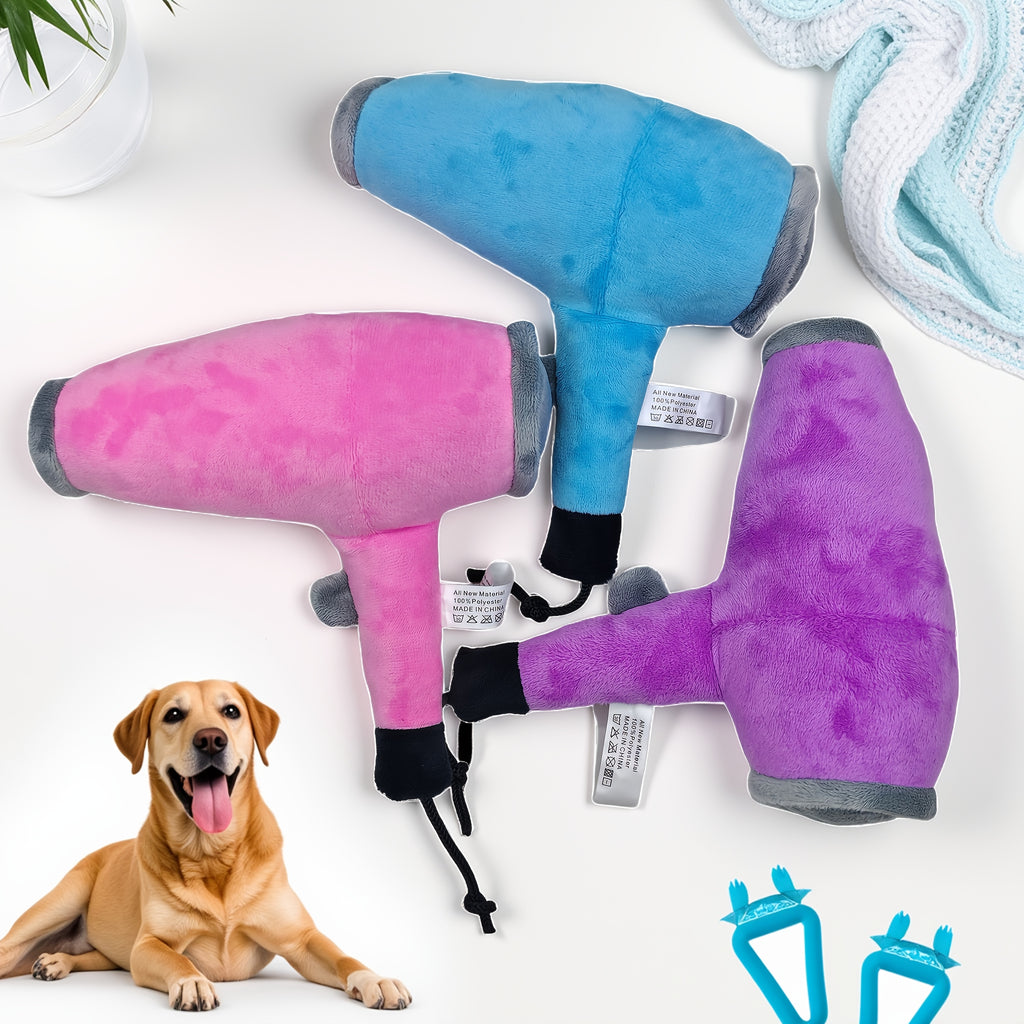 沙龙造型吹风机造型宠物发声玩具 三色可选