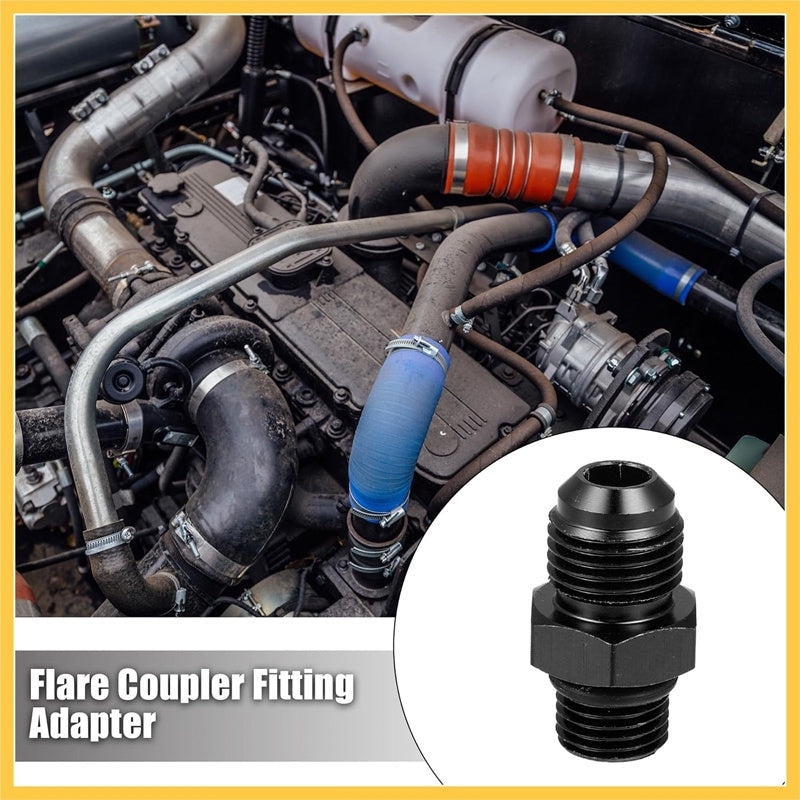 2-Piece Black 6AN Male to M12 x 1.25mm Thread Hard Line Fuel Tube Adapter – for Oil, Air Lines & Auto Hose Replacement