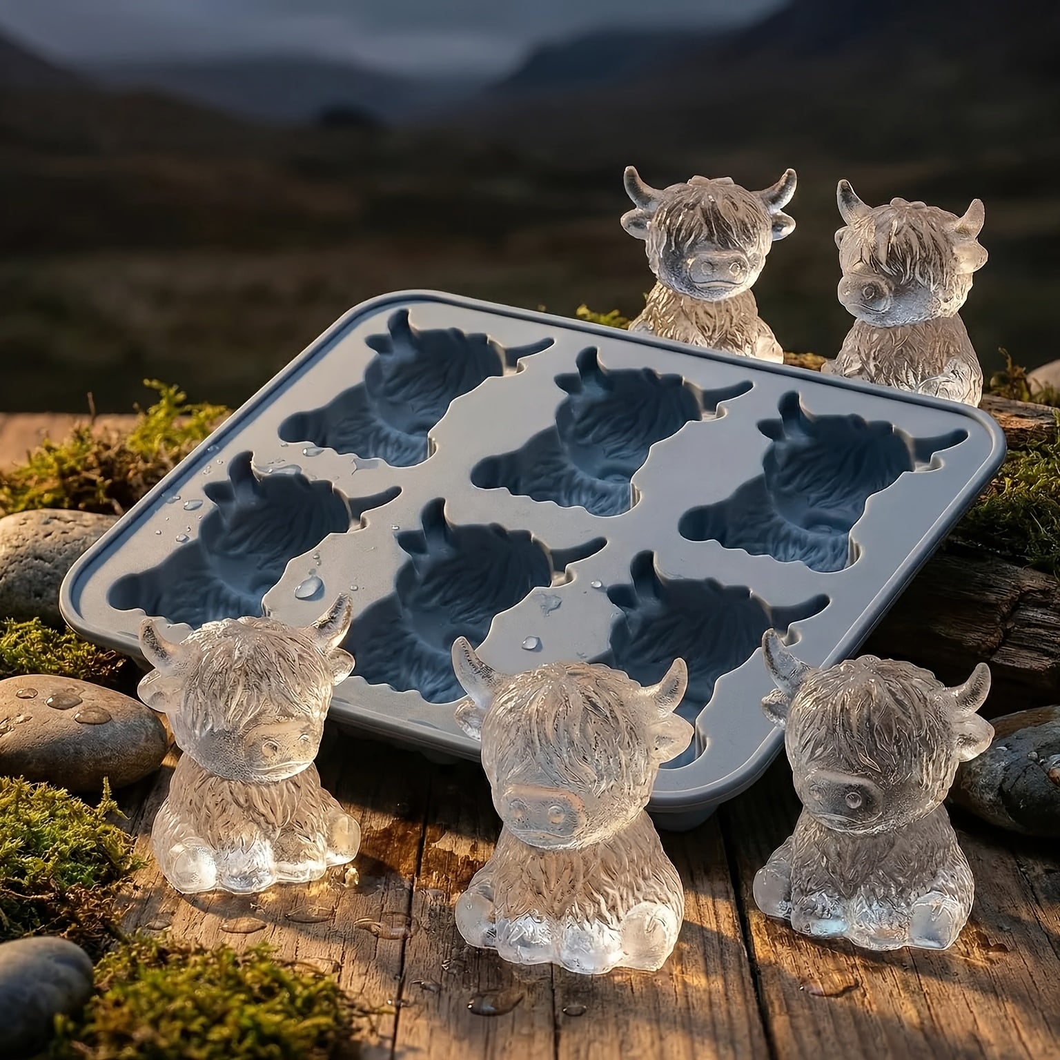 1/2Pcs Mini Highland Cow Ice Cube Mold – Cute 3D Ice Cubes, Perfect for Drinks, Parties and Gifts
