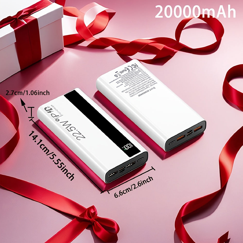 快速充電行動電源，22.5W 10000/20000mAh USB C 充電輸入輸出快速充電，PD 3.0+QC 4.0 LED 顯示螢幕手機充電包，相容於 iPhone 15/14/13/12 Pro、Samsung S21、Google/Ipad 平板等。適合送禮。