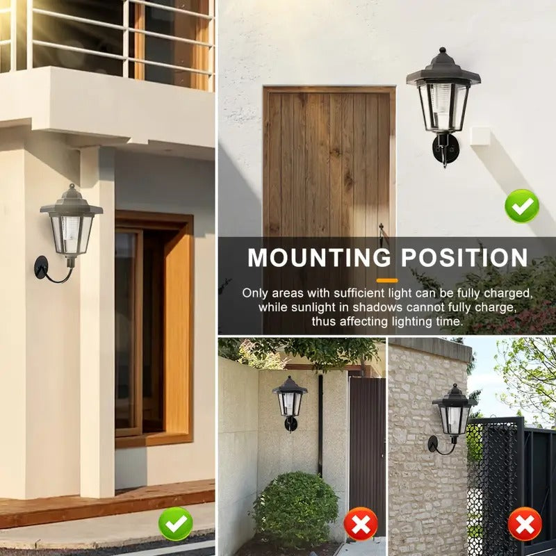 2-Piece Hexagonal Solar Light Outdoor LED Solar Wall Light LED Wall Light Vintage Lantern Garden Christmas Garden Decoration Outdoor Solar Street Light