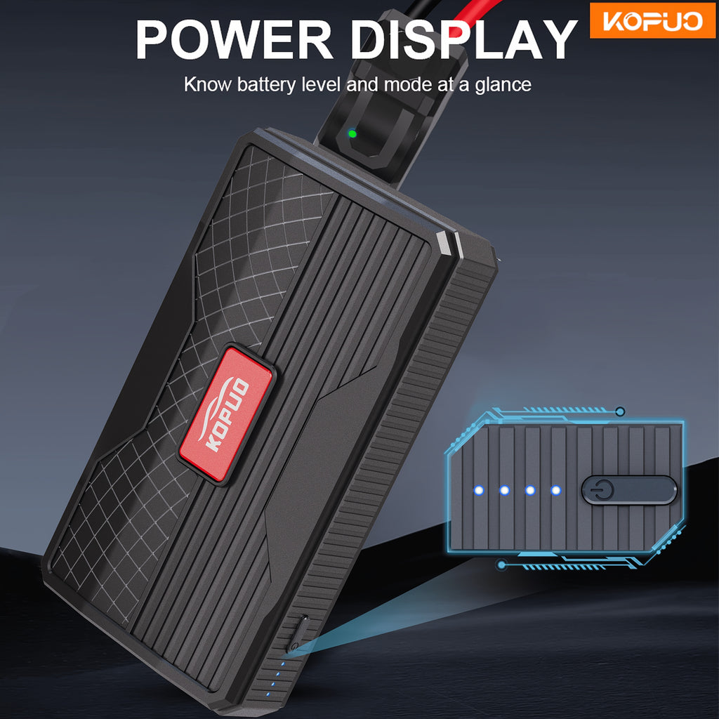 12V Car Battery Jump Starter - 6000A Portable Jump Box for Up to 1.59gal Gas & 1.32gal Diesel Engines, with USB/Power Bank/Dual Output & LED Light + Car Charger