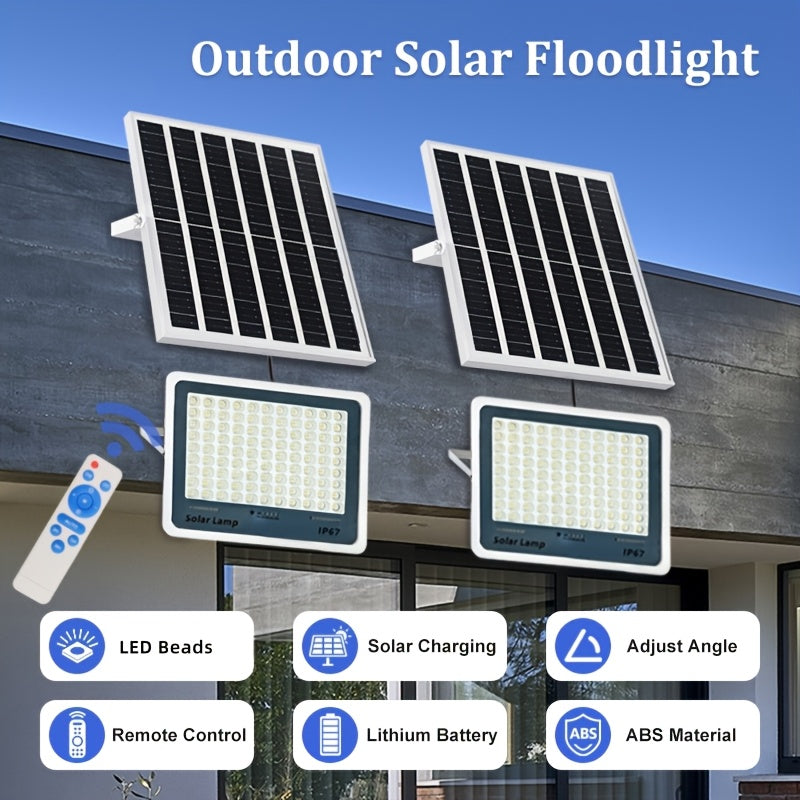 Solar Garage Light for Illumination, Wall Mount Light, Street Light, Flood and Search Light, Emergency Light - IP67 Rating, Remote Control Included, 177-Inch Cable, Perfect for Garden, Path, Courtyard and Hallway