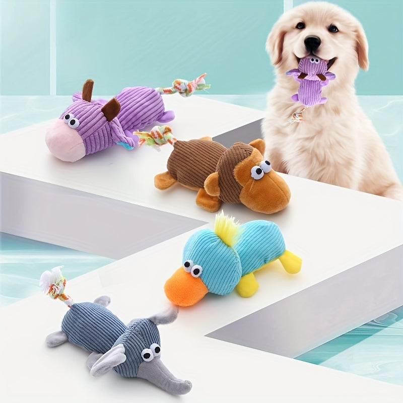 一只可爱的动物设计狗毛绒玩具 - 互动和耐咬的宠物咬咬玩具！
