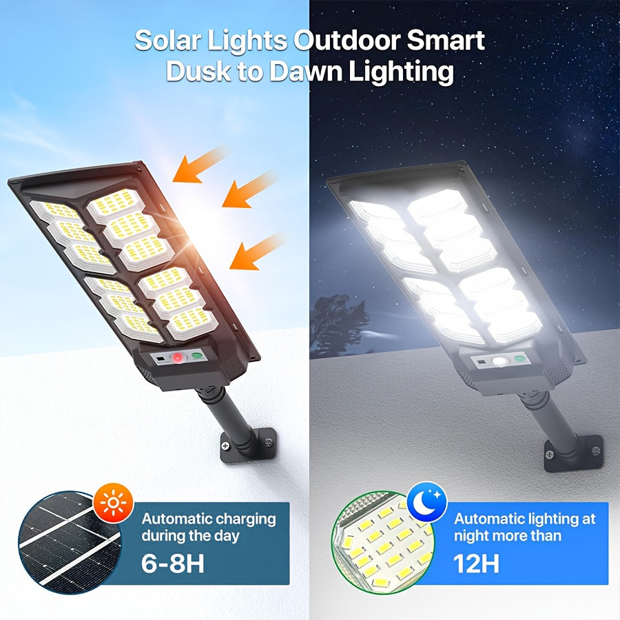 2 Pack / 1 Pack - Super Bright LED Solar Street Light, Outdoor Wall Lighting, Wide Angle Courtyard Light, with Motion Sensor and Remote Control Wall Light - Ideal for Commercial Streets, Parking Lots, Courtyards, Gardens, Garages, Farms