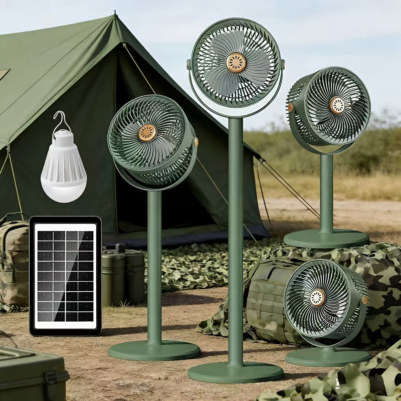 USB Charging Home Standing Fan, Solar Standing Fan, Outdoor Solar Charging Electric Fan, Retractable Floor Fan, Long Lasting Durable Fan, Perfect for Home Living Room and Outdoor Camping