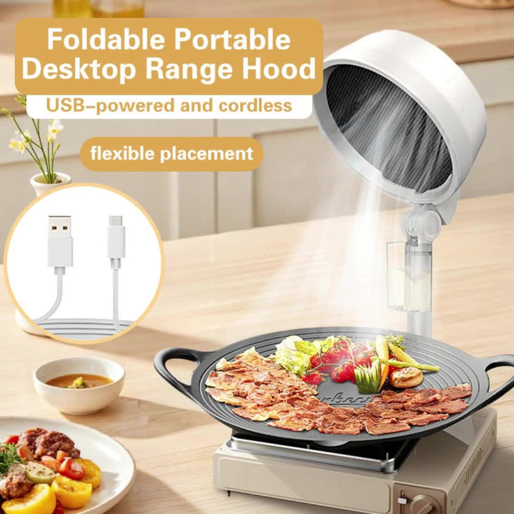 Foldable Portable Range Hood – 3 Adjustable Speeds for Exhaust & Smoke Purification – Cordless Operation, Compact Design, Ideal for Indoor Cooking, BBQ, Hot Pot, Grill – Compatible with -C/-A, Compatible with Smartphone
