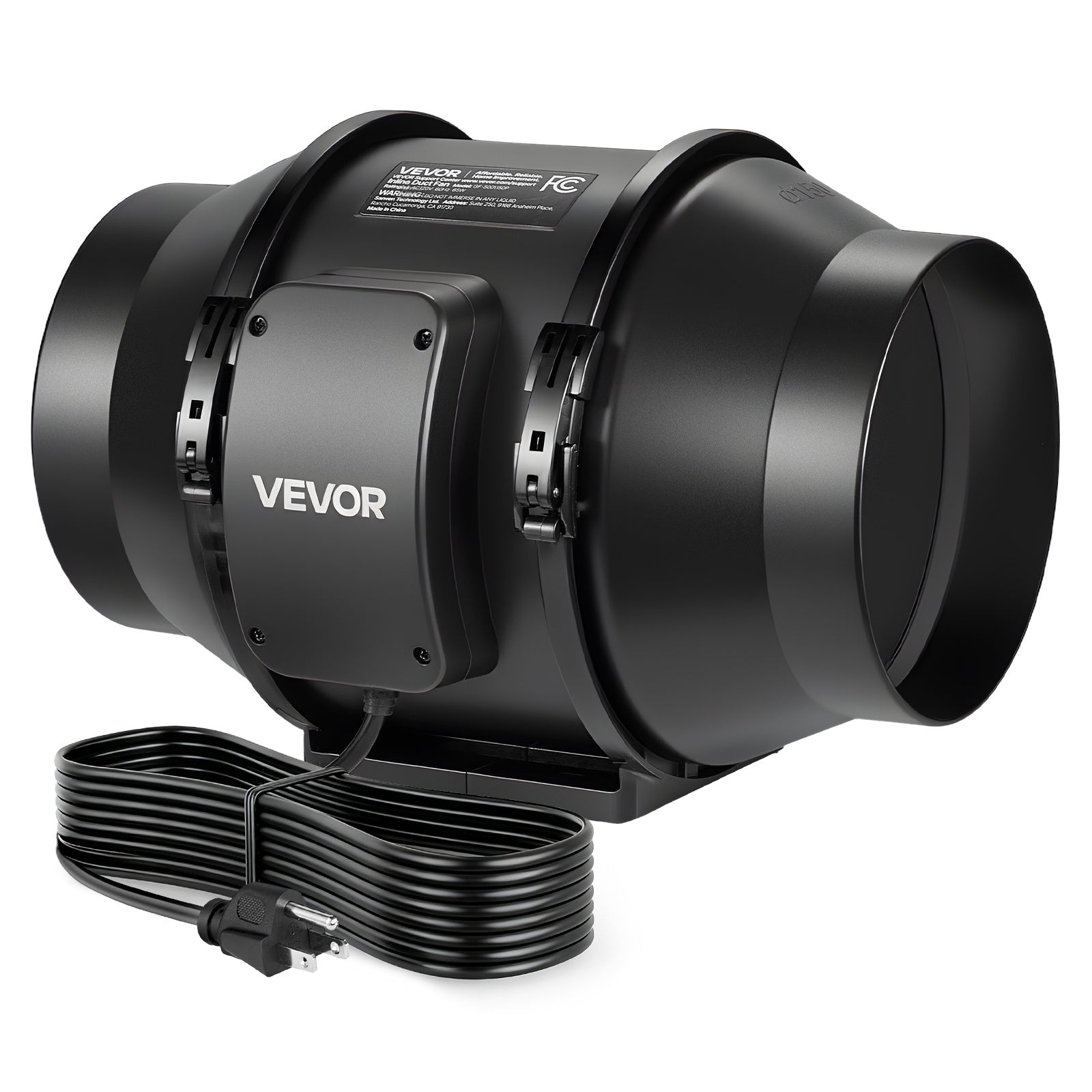 VEVOR Inline Duct Fan, 4"/6"/8" Quiet Inline Exhaust Fan, 180/380/720 CFM Powerful AC Motor Ventilation Fan, for Cooling Boost, High Airflow, Indoor Grow Tent Basement Hydroponic Ventilation Blower