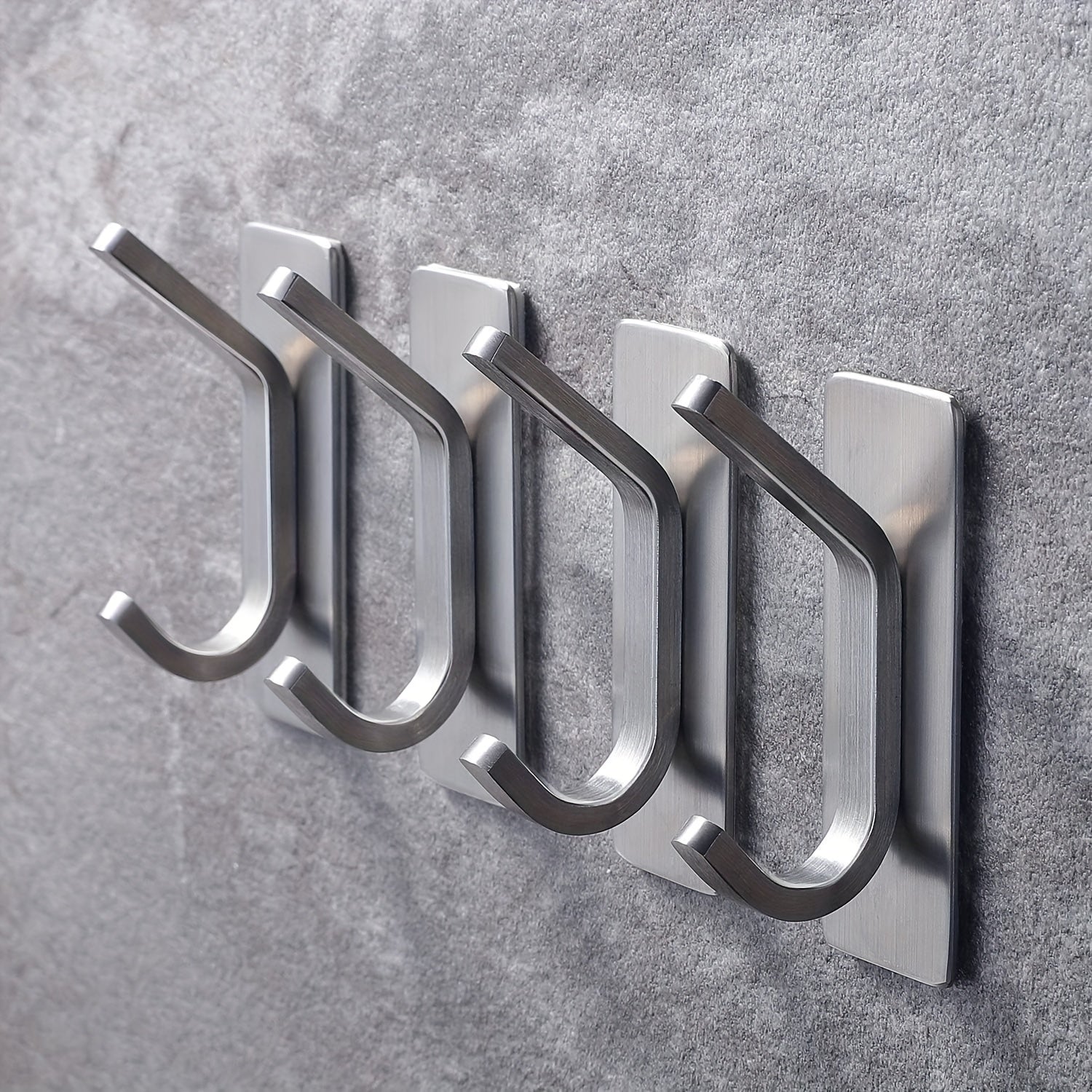 2 or 4 Pack No-Drill Adhesive Hooks - Stainless Steel for Clothes, Towels, Robes, Hats, Keys - Bathroom, Toilet, Bedroom, Dorm, Kitchen, Garage Storage