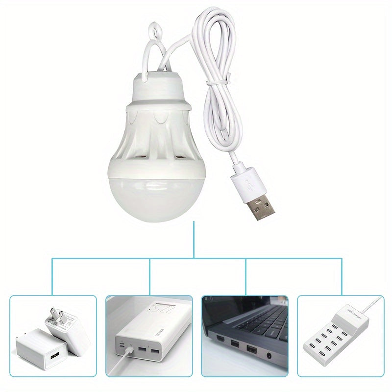 94.49-inch USB powered LED bulb with switch, portable camping light mini bulb lamp, suitable for outdoor fishing lighting, battery not included