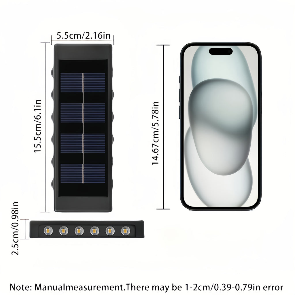 Set of 4 Solar Outdoor Garden Lights! Equipped with 12/16 LED Lights, Two-Way Wall Illumination, IP44 Rating, Easy Installation! Made of Durable Plastic, Perfect for Illuminating Outdoor Paths in Your Garden, Pathway Light, Solar Design