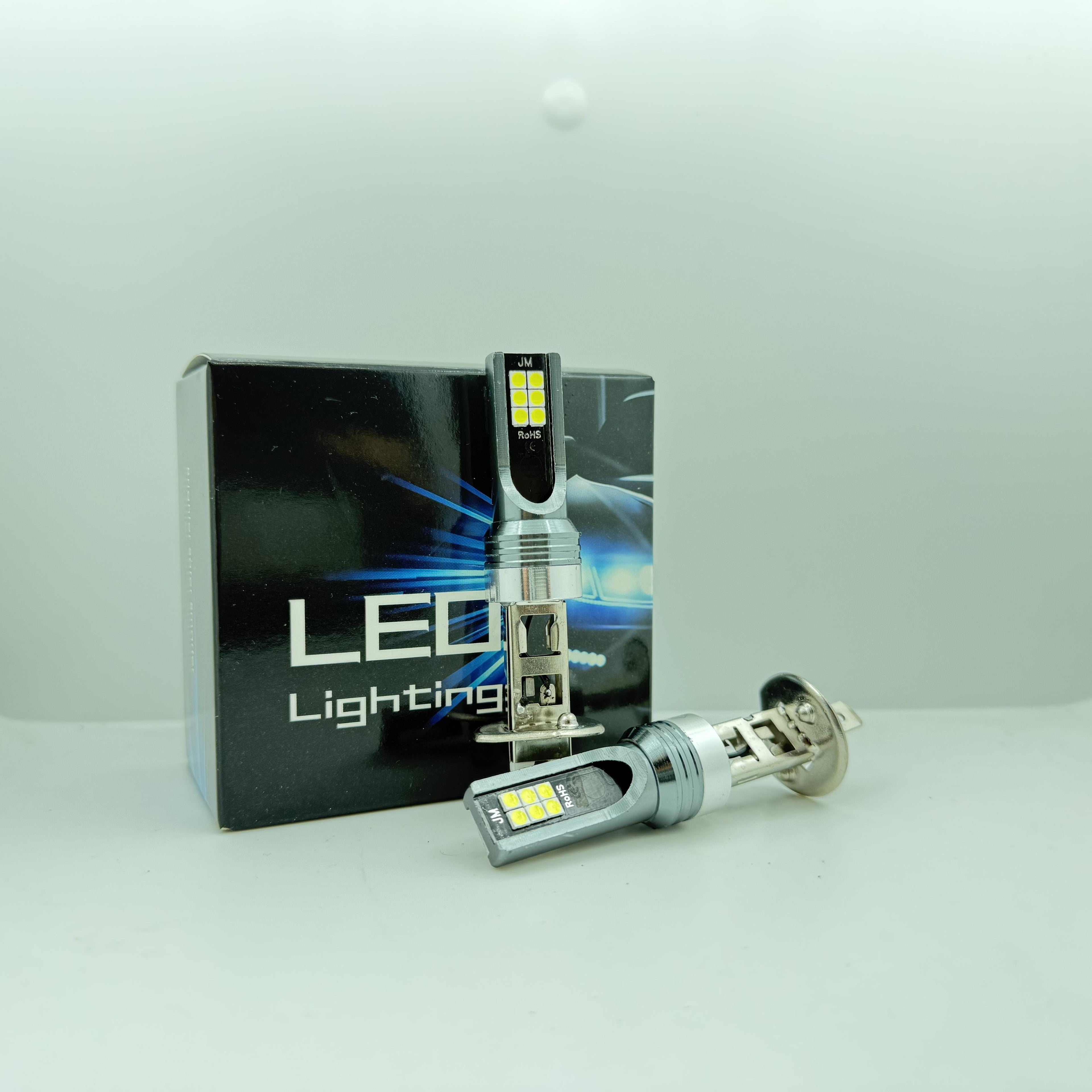 2Pcs H1 LED Headlight Bulbs, Super Bright 1:1 Mini Size Car Light, No Adapter Plug-and-Play, High Power 6500K White Light Canbus H1 Fog Light Bulb, No Battery Included