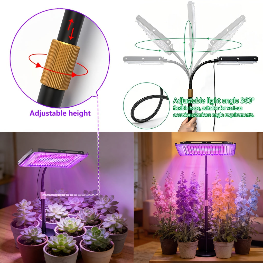 Desktop Indoor Plant Grow Light, 144 LED Full Spectrum Grow Lamp, Large Size Adjustable Height Flexible Gooseneck Plant Light