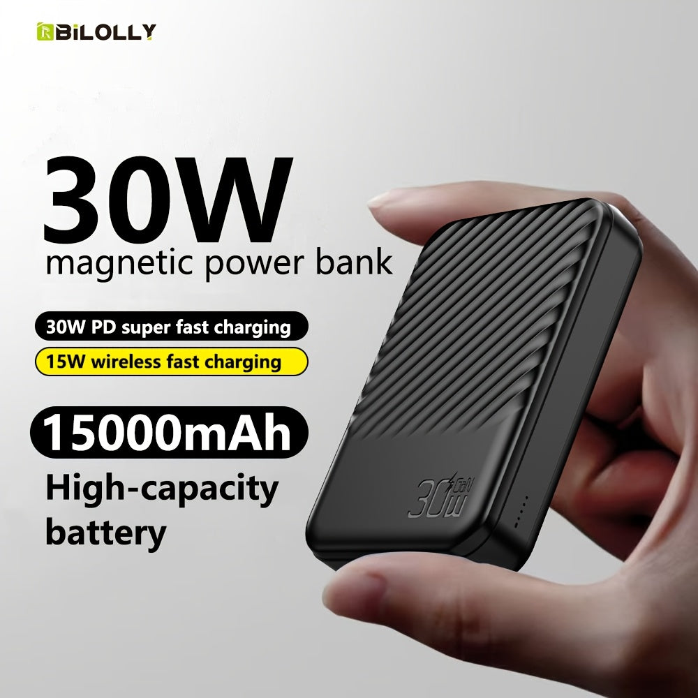 雙支裝時尚移動電源 15000/10000毫安時 30W/22.5W快速充電便攜充電寶 超薄行動式手機充電備用電池 相容所有手機 迷你輕巧 旅行佳選 新年/聖誕禮物