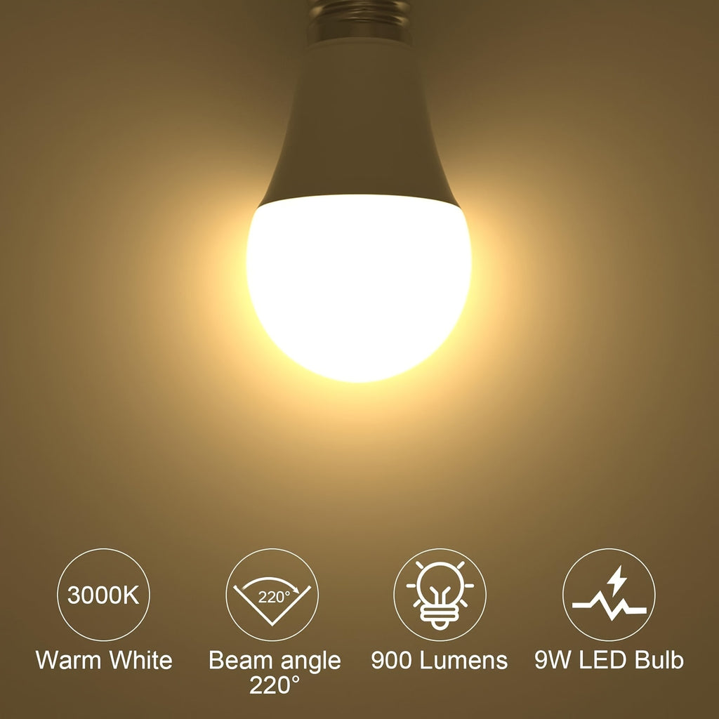6-pack E26 LED bulb 9W 900 lumens A19 LED bulb 3000K warm white 5000K daylight white 6500K cool white suitable for bedroom living room lighting fixtures non-dimmable