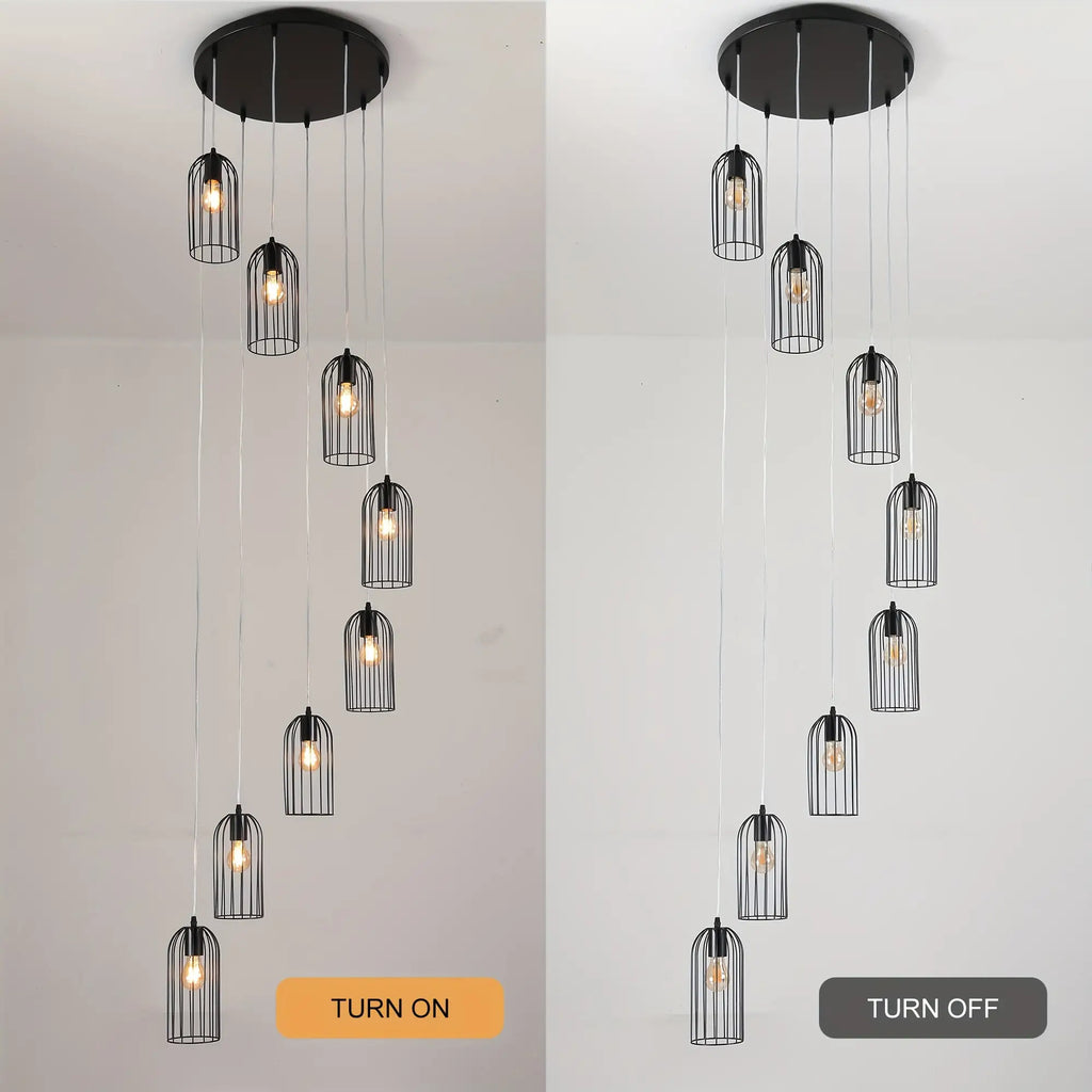 Modern staircase pendant light - extra long 114.2 inches (290 cm) hanging staircase light fixture, semi-flush mount or hanging, hardwired, no battery needed, suitable for large staircases, living rooms, foyers, villas - modern home lighting