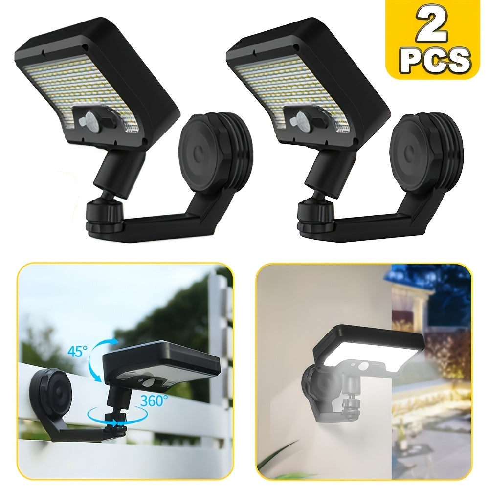 2 Pack Solar Sensor Outdoor Light, 92 LED Floodlight, USB/Solar Dual Charging, Adjustable Angle, Three Lighting Modes, with Magnetic Mount, Portable Outdoor Fence Light, Perfect for Garden, Fence, Wall, Deck, Commercial Street Lighting