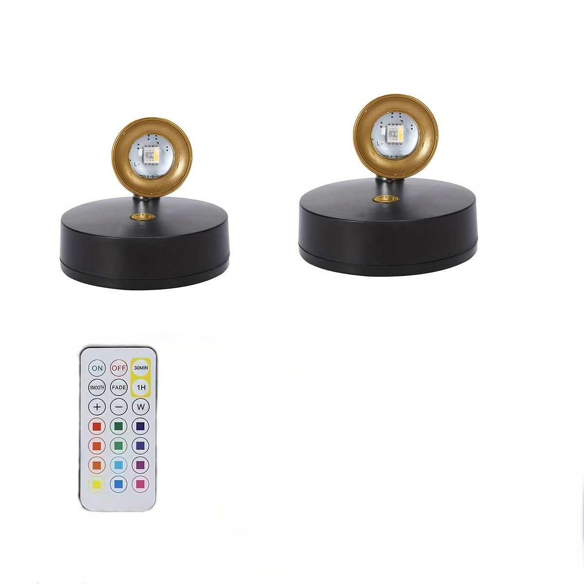 Remote Control Ambient Spotlight, Adjustable Multi-Color Night Light, Creative Lens 360° Rotatable Wall Lamp, 3 AA Battery Powered, Dimmable Stick-On Decorative Spotlight for Indoor Decoration