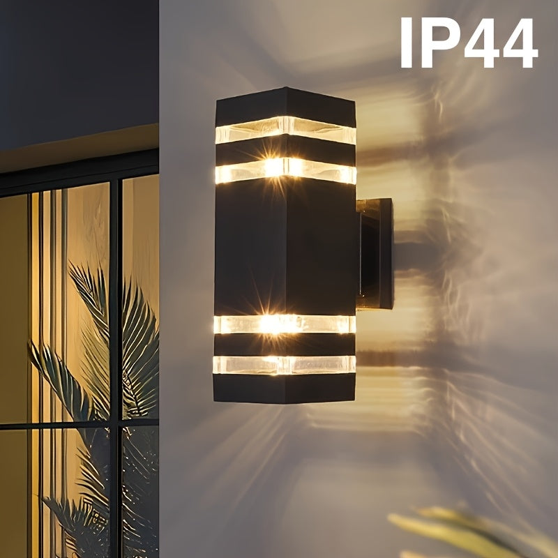 2-Pack, IP44 Plastic Outdoor Wall Light, Up and Down Light Emission, E27 Socket, Hardwired, Suitable for Exterior Wall Lighting of Courtyard, Park, Garage, Porch, etc., Modern Balcony Light Staircase Wall Light, Bulb Not Included