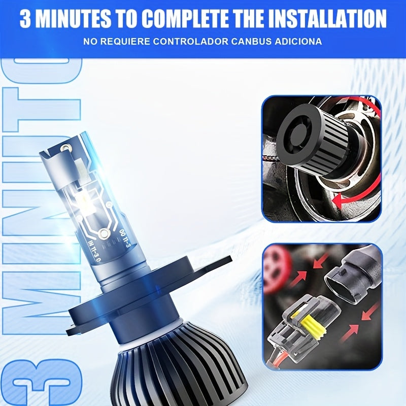 2-Pack H11 H4 H7 H1 LED Light Kit, Fog Light Kit, 6500K White Light, Air-Cooled Heat Dissipation, Easy Installation, 600% Brightness