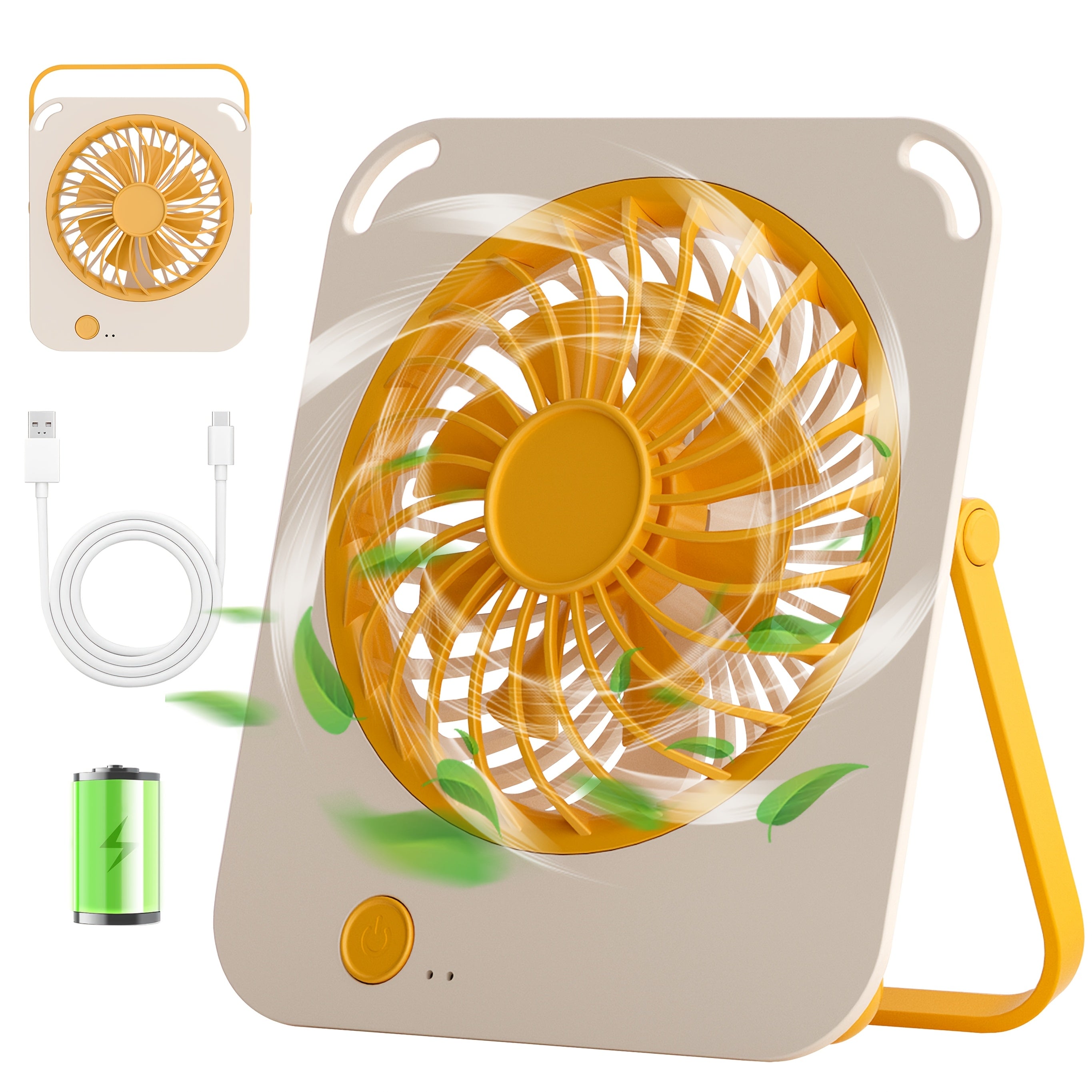 Portable USB Rechargeable Fan, Desktop and Wall Mount Dual Use Design, High Airflow 3 Speed Adjustable, Quiet Operation, Ideal for Home Office Bedroom Dormitory, Perfect Summer Gift