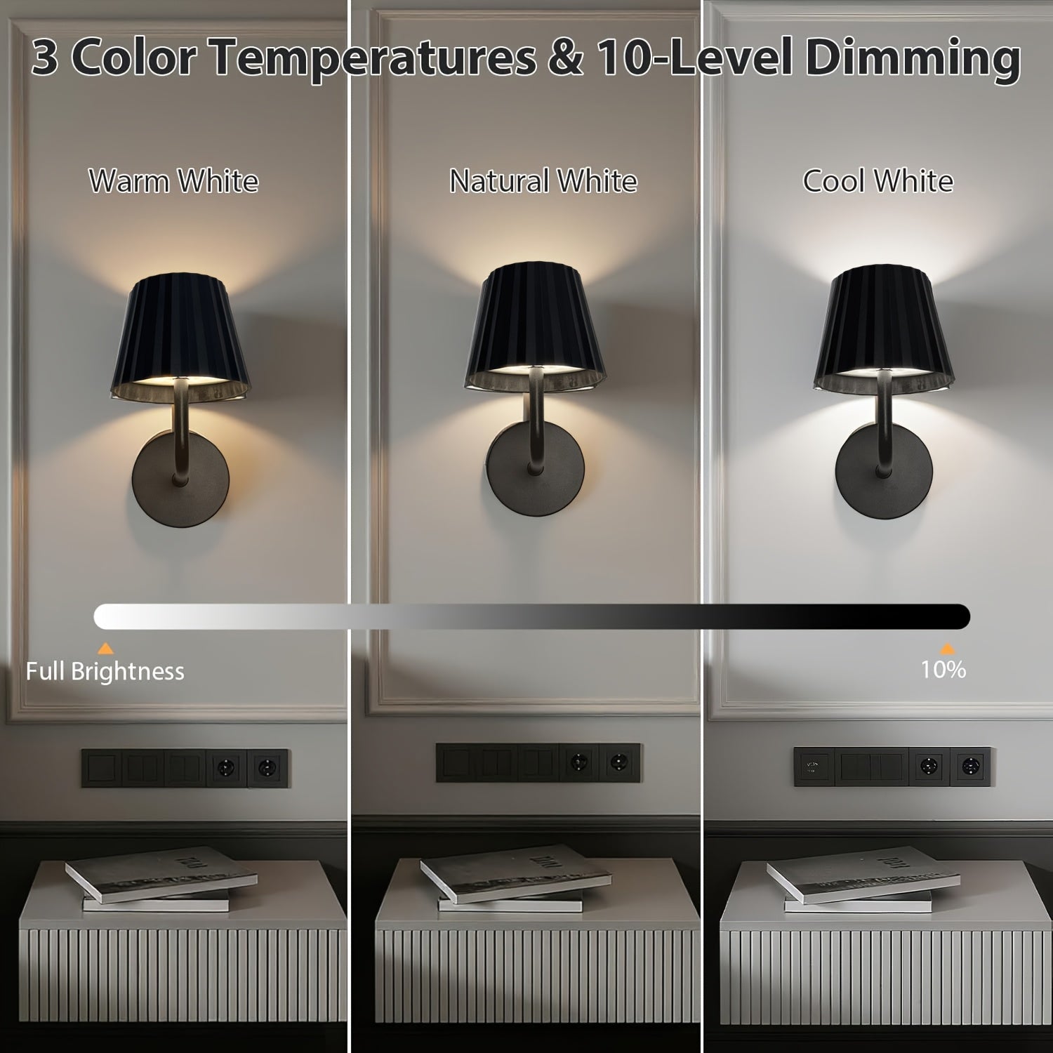 AIMLL Black Dimmable Rechargeable Desk Lamp, 800mAh Battery Capacity, Remote/Touch Control Dimming, Timer Function, Suitable for Office, Reading