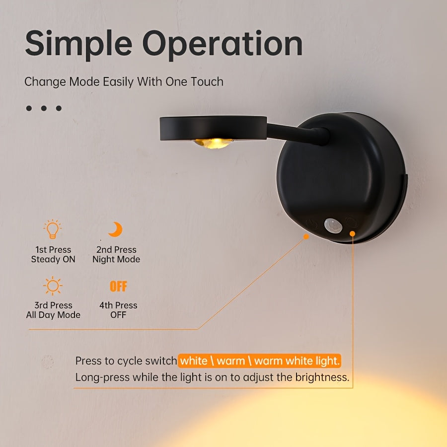 Motion Sensor Wall Mount Spotlight, Home Photo Wall Spotlight Lighting, Rechargeable Wall Light, Motion Sensor Light, Suitable for Living Room Ambient Lighting, Photo Wall Spotlight Lighting, etc.