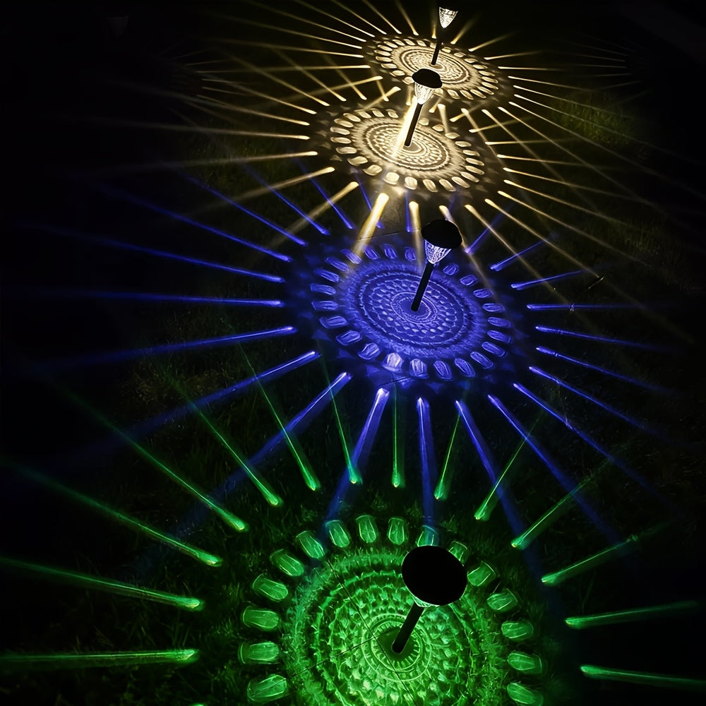 Solar Outdoor Light, 10-Piece LED Solar Light, Outdoor Waterproof Color Changing Pathway Light, Mandala Lamp Shade Garden Decoration, Suitable for Lighting Your Garden, Landscape, Path, Courtyard, Patio, Driveway, Party Atmosphere
