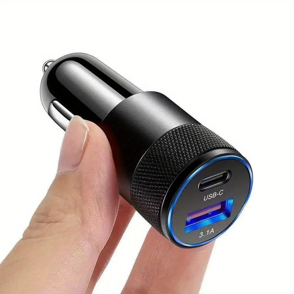 USB Car Charger PD Fast Charge – LED Ambient Light, Compatible with iPhone, Android, Xiaomi & More