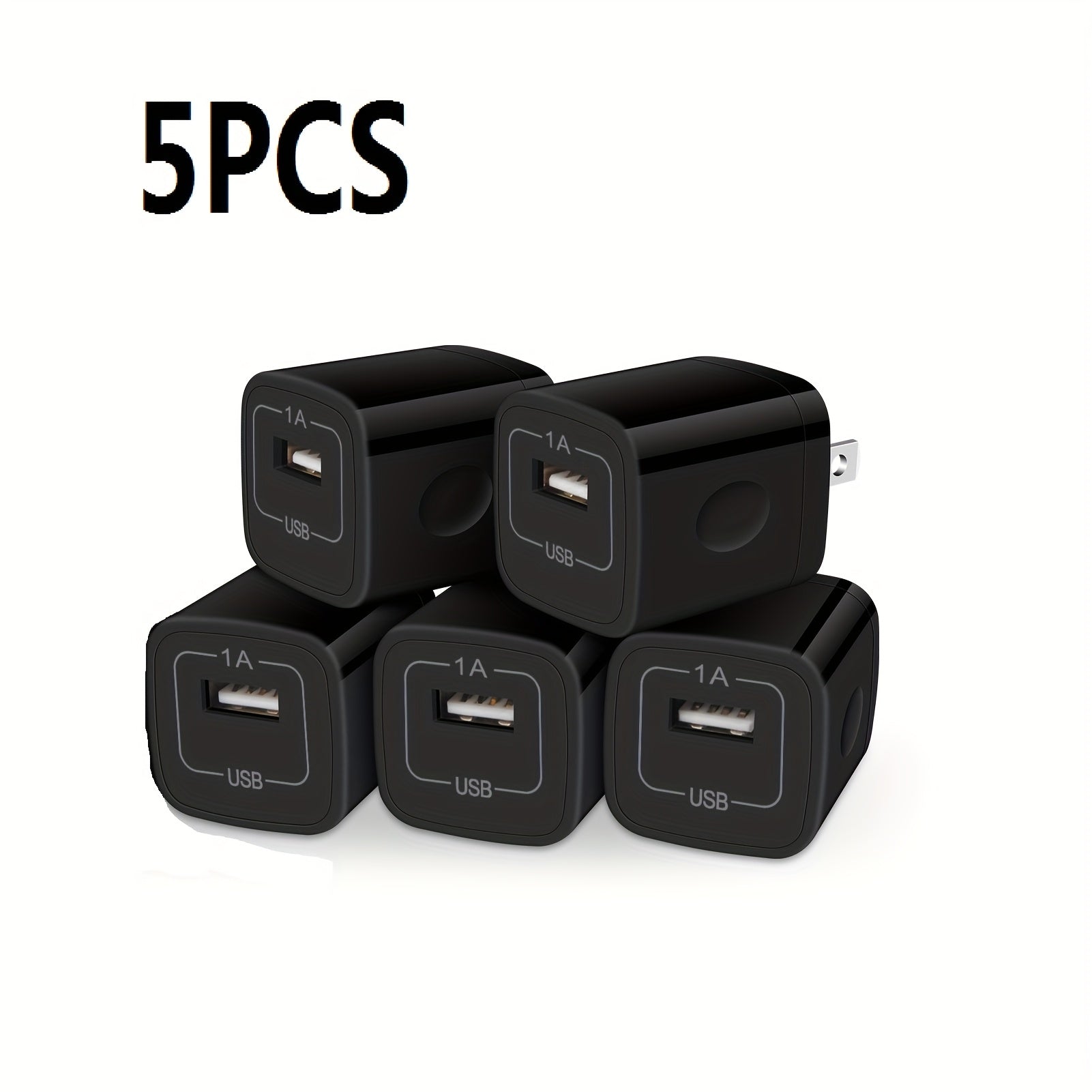 [5pcs-1Port 5W] USB Charger Wall Plug, Outlet AC Power Adapter Block Cube for iPhone, for iPad, for Samsung, for Android or Type A Phones Charge Multiple USB Hub Station Base