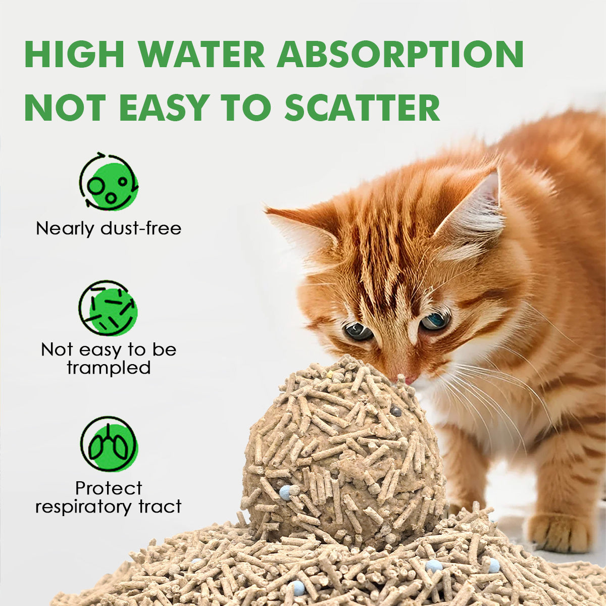 喵喵大声狮子绿茶猫砂 - 超强除臭，可冲洗，超强吸水，快速干燥，强力聚块，天然成分，无尘猫砂