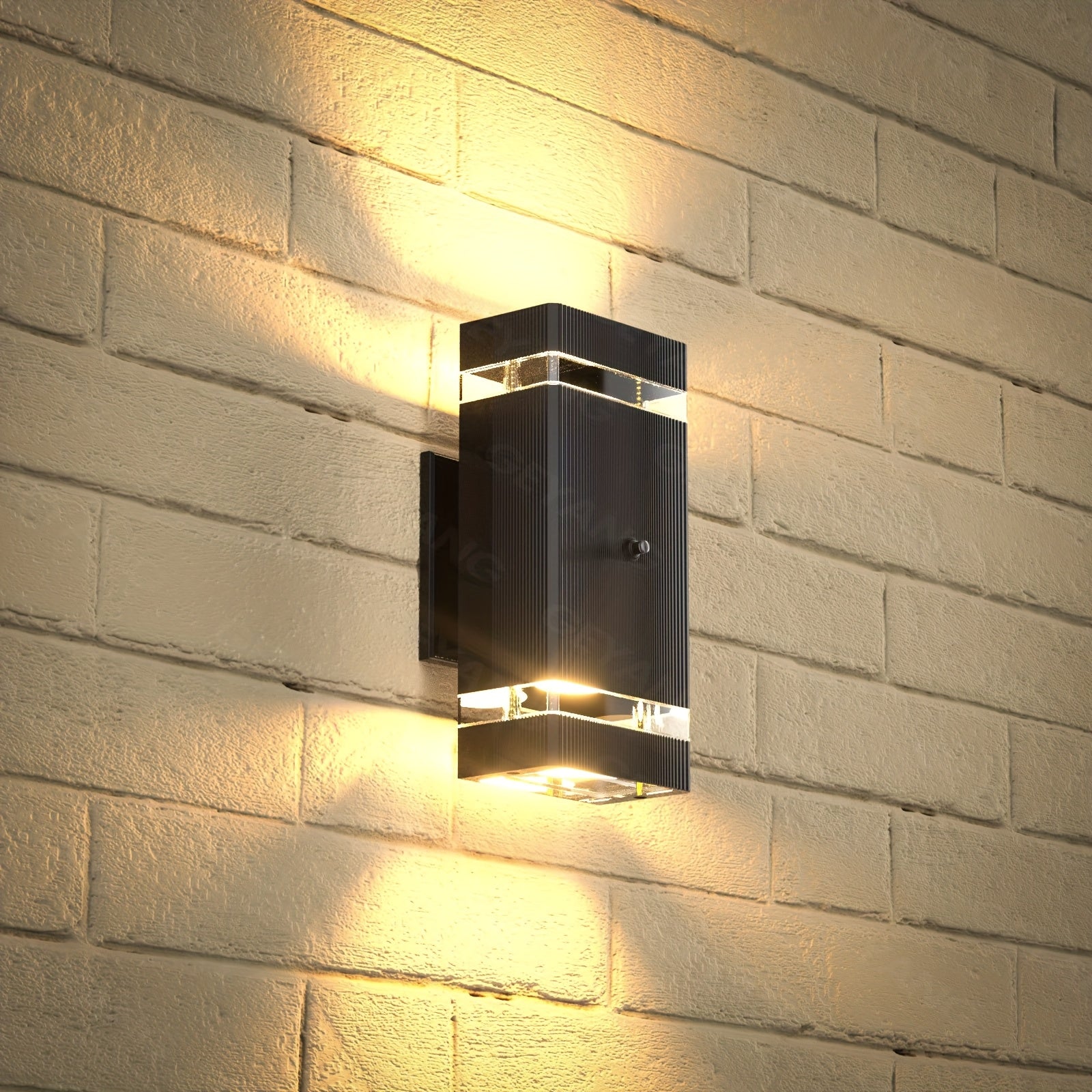 GEYANG Dusk to Dawn Outdoor Lighting, IP44 Single-Layer Square Up and Down Outdoor Wall Light, Aluminum Exterior Wall Light, Suitable for House, Courtyard, Garage, Porch, Doorway