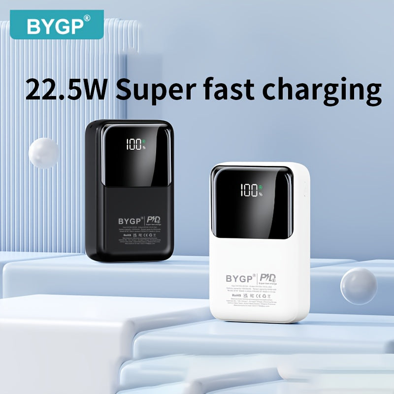 Ultra fast charging mobile power bank 10000mAh/20000mAh - suitable for iPhone PD 20W and Android QC2.0/22.5W, (USB-A/Type-C/mccio) port, LED display screen, outdoor camping emergency backup battery pack