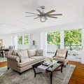 Sofucor 52" Large Ceiling Fan with Light & Glass Shade, Premium Cement Gray, Smart Ceiling Fan with Light, Remote Control, DC Motor, 1/4/8H Timer, Indoor/Outdoor for Living Room, Kitchen, Bedroom