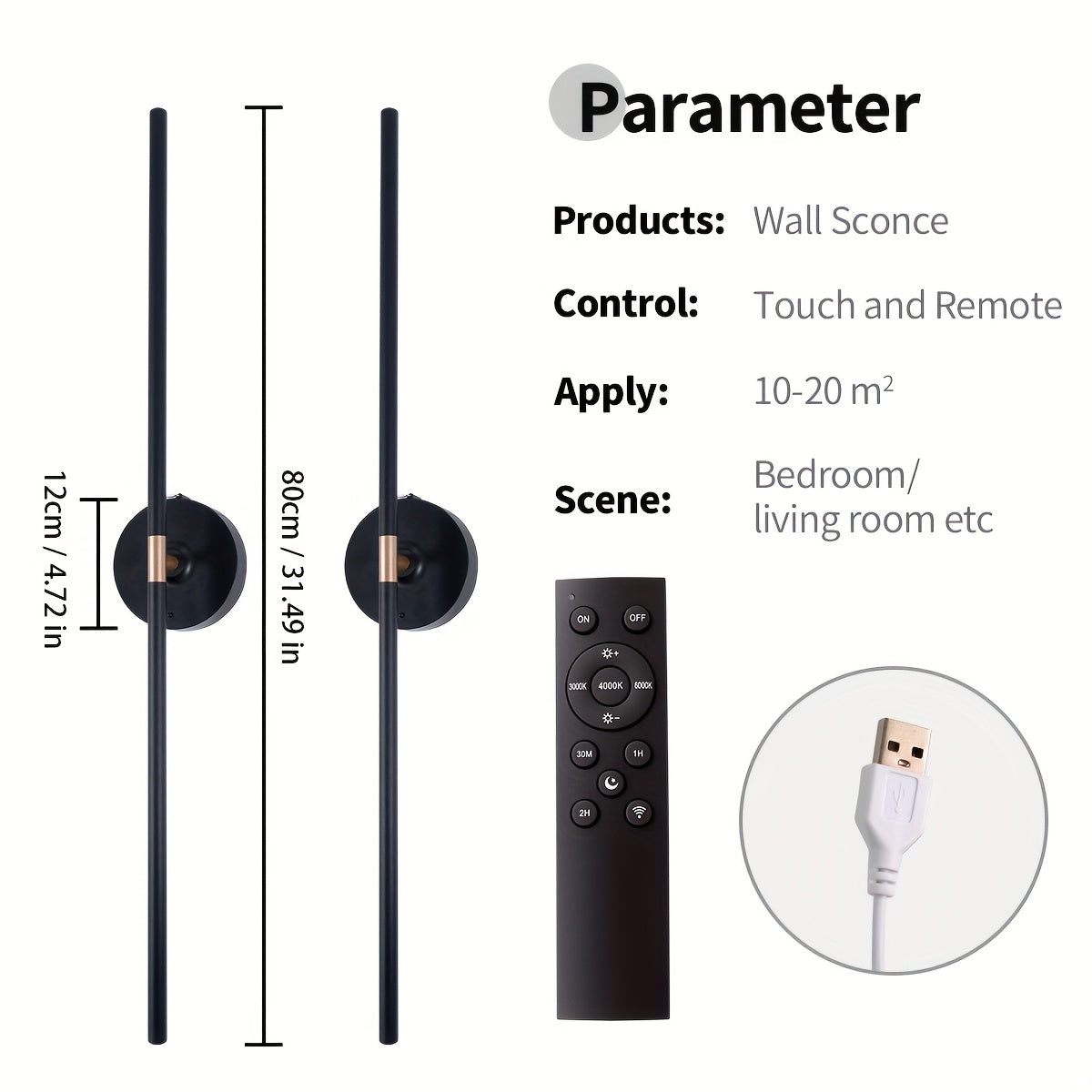 No-Disassembly Wall Light / 360° Rotating Wireless Wall Light, Powered by Removable Rechargeable Battery: 3000K-6000K Multi-Level Brightness, Touch & Remote Control Wall Light / Mirror Light, with Memory Function and Timer