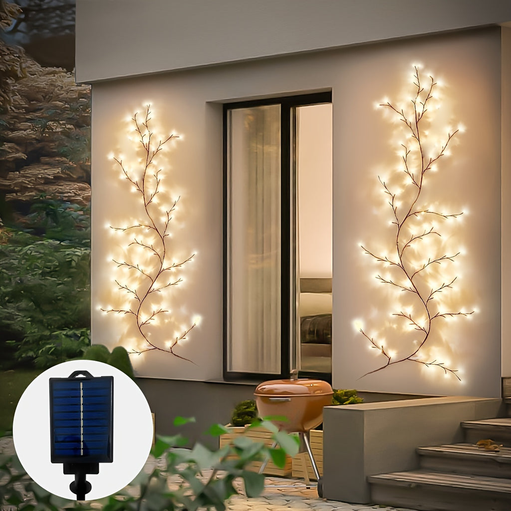 1-Piece, Solar Magic Wicker Light, Home Decoration, Flexible Lighted Branches, Indoor and Outdoor Wall Decoration, Lighted Wicker 1.8M/5.9Ft 96 LED Beads, Bedroom Aesthetic Living Room Decoration (Battery Included)