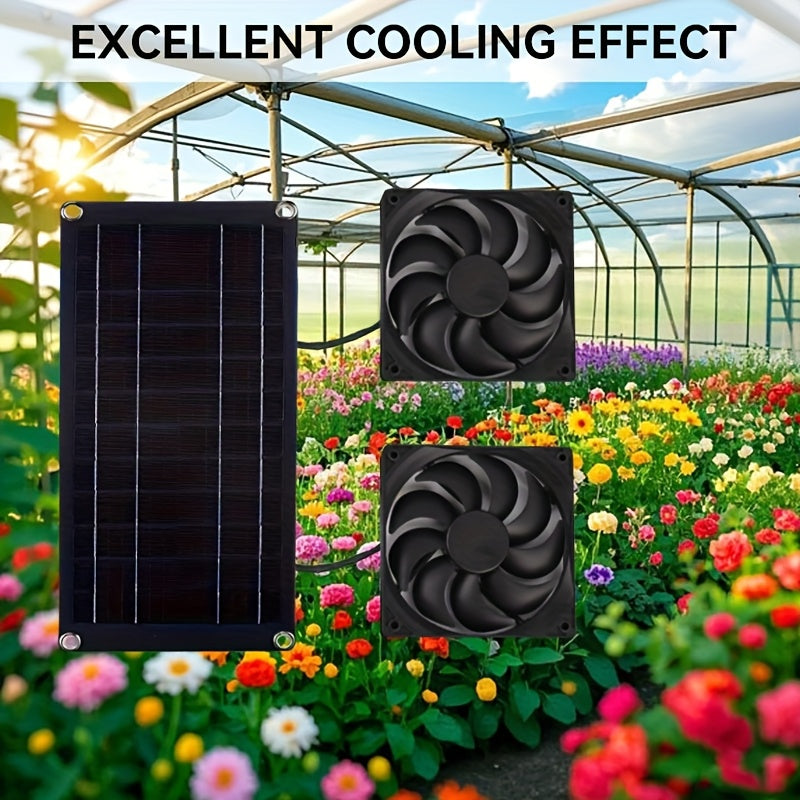Sunant 10W Solar Panel Fan with 2 Fans, Solar Powered Electric Ventilator, Perfect for Livestock Cooling, Greenhouse Ventilation, Chicken Coop and Pet House