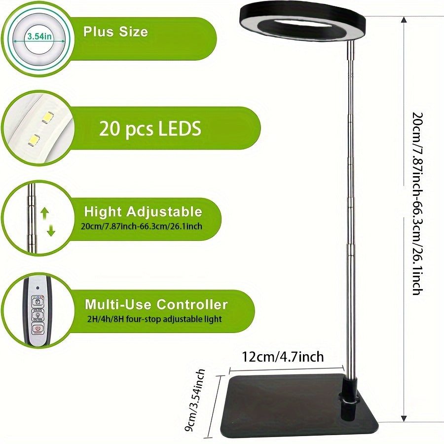 LED Plant Grow Light, Full Spectrum Lighting for Optimal Indoor Plant Growth, 4 Brightness Levels, 2/4/8H Timer, Height Adjustable, USB Powered, Perfect Christmas Gift
