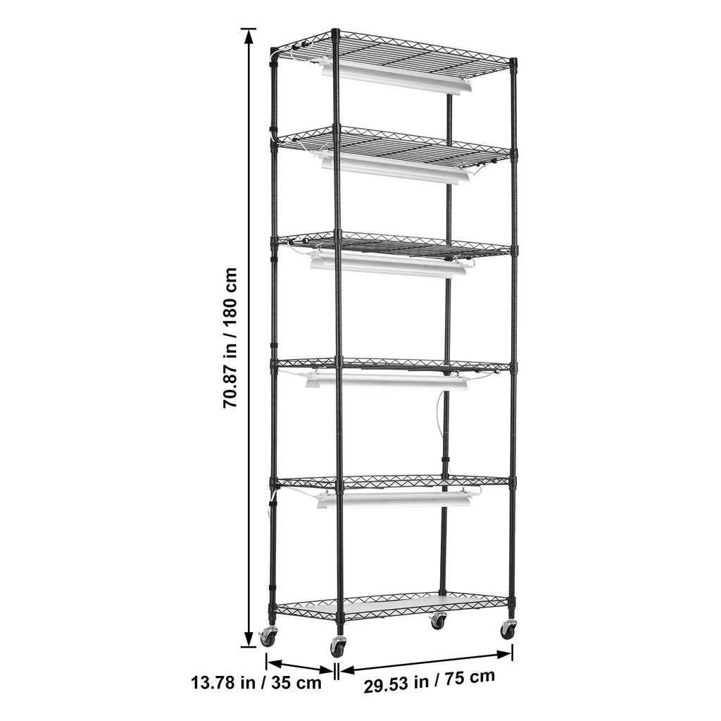 VEVOR Plant Stand with Grow Light, 6 Tiers, 150W, 70.9" Tall Plant Grow Shelf