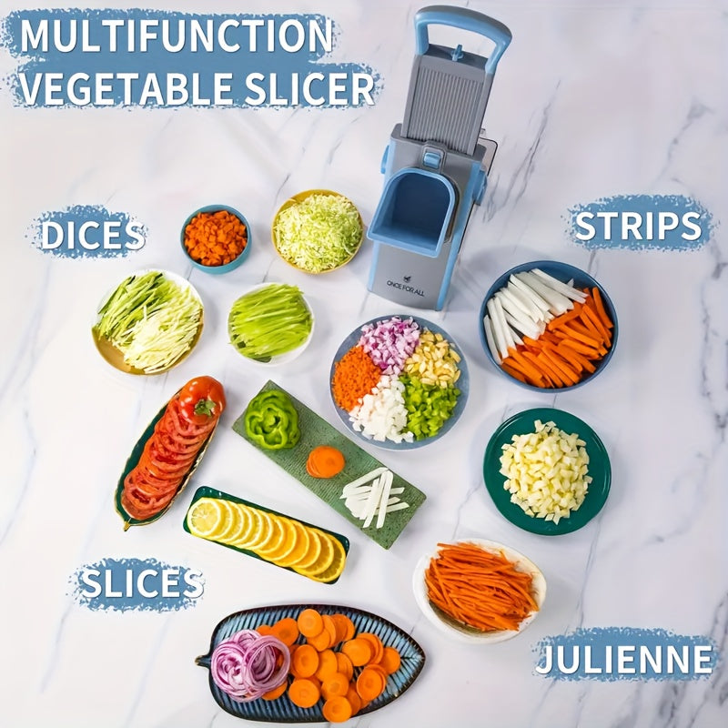 Manual Slicer with Stainless Steel Blades – Adjustable Thickness for Shredding & Dicing – Large Capacity Vegetable & Food Chopper – Rectangular Blade Design – No Electricity Required