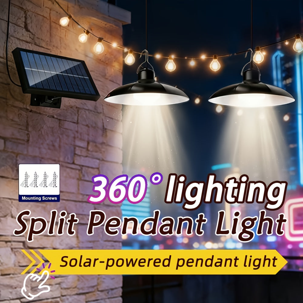 Solar Pendant Light - Dual/Single Head, Outdoor and Indoor Lighting, Suitable for Patio, Garage, RV Camping - Adjustable Brightness, Easy Installation, Outdoor Solar Light