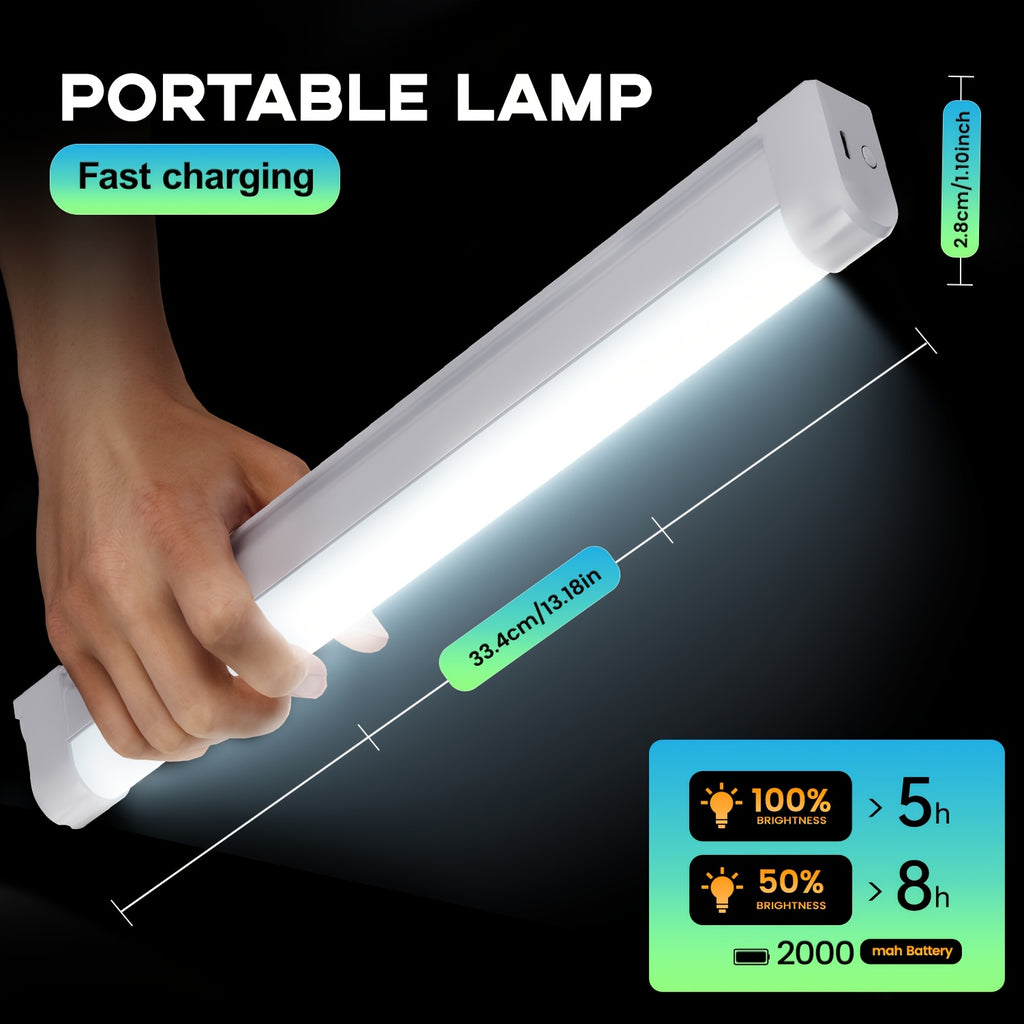 Portable LED emergency tube light (with hook), supports USB charging and multiple dimming modes, can be hung or handheld, suitable for power outage emergencies, camping, night repairs, dormitory lighting