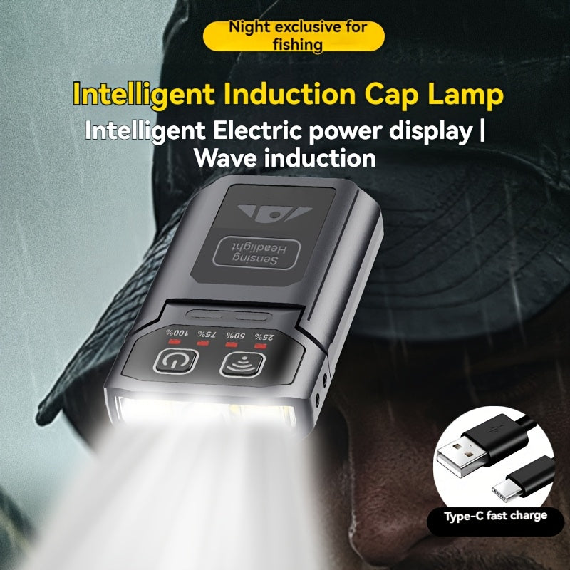 Holiday Hot-Selling Headlamp Work Light, Foldable & Detachable Flashlight, Rechargeable with Built-in Lithium Battery & Type-C Charging, Ideal for Night Running, Fishing, Emergency & Outdoor Lighting