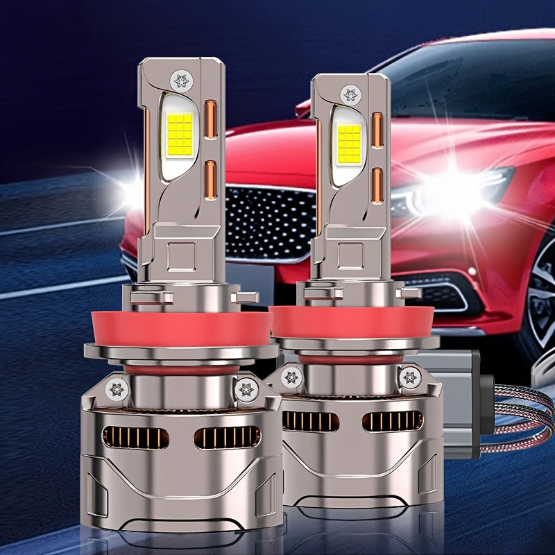 2-Pack External Driver Canbus Plug-and-Play Super Bright LED Car Headlight Bulbs, Compatible with H4/9003/HB2-B010 9005 9006 9012 H8 H9 H11 H16 Models, 280W 1200% Brightness 8890 CSP 12V/24V
