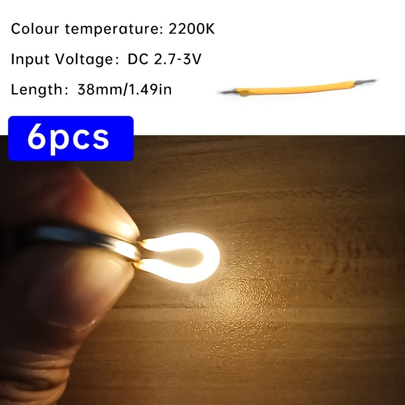 6条柔性LED灯带 - 暖光、红色、绿色、蓝色、粉色 | 38mm/130mm/300mm螺旋灯泡，适用于DIY与装饰 | 电池供电（DC3V） | 强光可弯曲，适合厨房/客厅/书桌